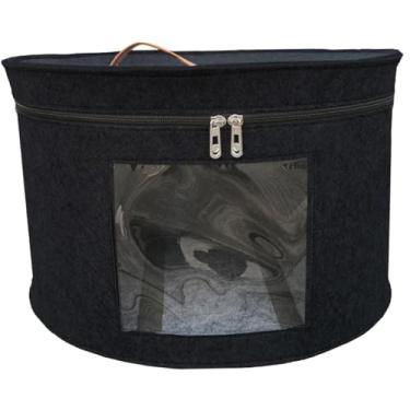 Imagem de Caixa de armazenamento de chapéu, suporte de chapéu de cowboy com alça e tampas, estojo de transporte de abas largas, organizador de brinquedos de bicho de pelúcia com zíper e janela transparente para