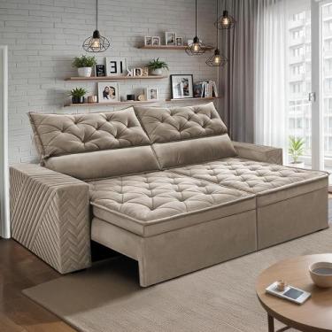 Imagem de Sofá Retrátil e Reclinável 2,00m Essence. Velusoft Cama inBox, Bege
