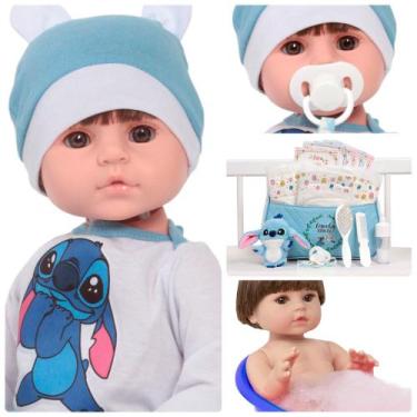 Imagem de Bebê Reborn Menino Recém Nascido Cabelo Castanho Acessórios - Cegonha 