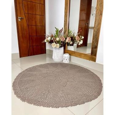 Imagem de Tapete Redondo 1,35m Hortência Crochê Artesanal (Café c/leite)