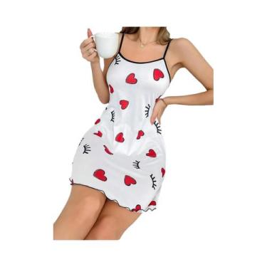 Imagem de Camisola Sexy Feminina com Estampa de Borboleta Rosa - Gola Redonda e 