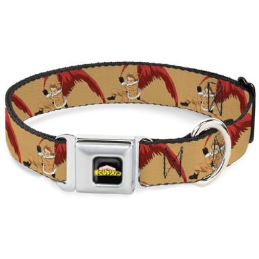 Imagem de Coleira para animais de estimação Crunchyroll, fivela de cinto de segurança de metal, My Hero Academia Keigo Takami Hawks Action Pose Laranja, 40 a 58 cm de largura