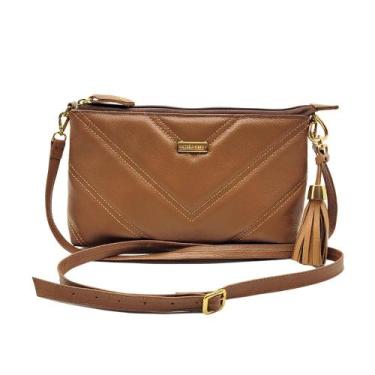 Imagem de Bolsa Transversal Feminina Couro Legítimo Matelassê Tassel Brinde Andr