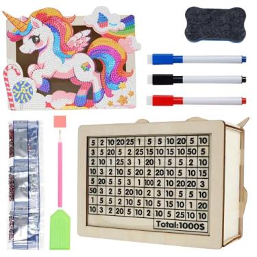 Imagem de DJAPWPX Cofrinho Wood Savings Challenge, caixa de poupança de moedas sólida versátil com número, caixa de desafio prática de cofre de dinheiro para seu filho (B)