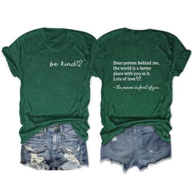 Imagem de Camiseta feminina Bwnilimeizn BWN Kindness Be Kind verde verão GL