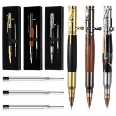Imagem de Canetas Bullet Crtiin Bolt Action, pacote com 3, latão, tinta preta