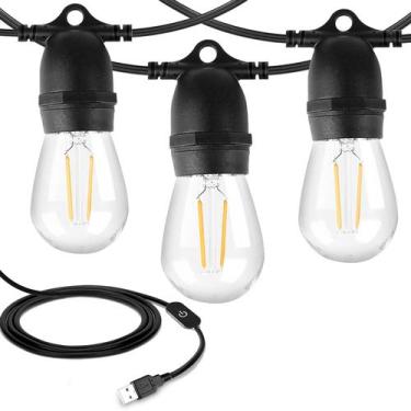 Imagem de Luzes de corda USB externas LangPlus+ 7,5 m 10 LED reguláveis IP44
