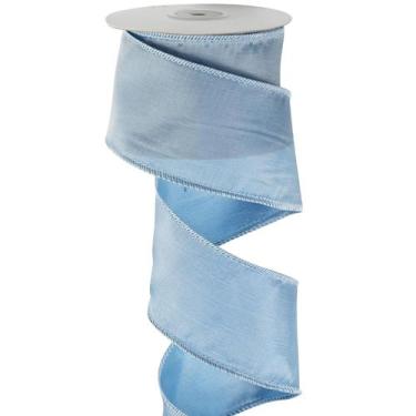 Imagem de Fita DINDOSAL Dusty Blue com fio de 2,5 cm x 10 m para o Natal