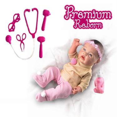 Imagem de Boneca Infantil Bebe Reborn Com Kit Médica Doutora - Milk Brinquedos