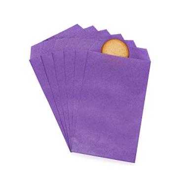 Imagem de Sacos de papel kraft planos pequenos roxo lavanda à prova de gordura 7,6 x 12,7 cm para padaria, biscoitos, doces, sobremesa, chocolate, sabonete, martelos, lembrancinhas de festa, pacote com 100 da Quotidian (7,6 x 12,7 cm)