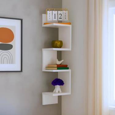 Imagem de Genérico, Estante De Canto De Parede Para Livros Nicho Vertical Ideal Para Sala Quarto Hall De Entrada Branca