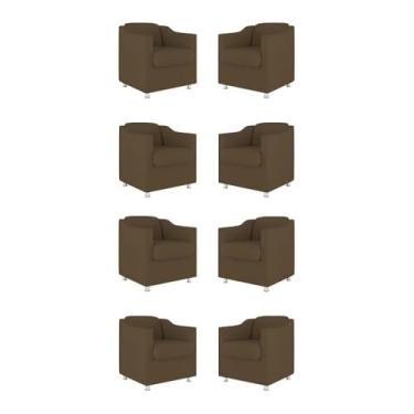 Imagem de Kit 08 Poltronas Tilla Consultório Recepção Sala Suede Cor:marrom