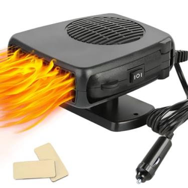 Imagem de Aquecedor de carro 12V- 150W Aquecedor de carro portátil Descongelador de carro com isqueiro de cigarro, ventilador 2 em 1 aquecedor de pára-brisas de aquecimento/resfriamento