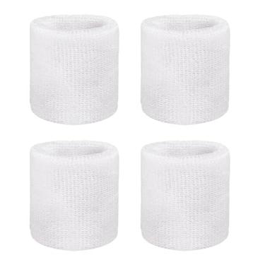Imagem de YELARXI Pulseiras de suor, pulseiras para esportes de suor 7,6 x 7,6 cm e pacote com 4 e ajuste branco para (tênis/basquete/futebol/corrida/malhar/homens e mulheres)