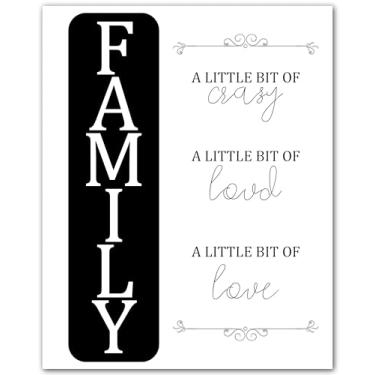Imagem de Family Crazy Loud Love Trio - Imagens emolduradas para sala de estar - Decoração de parede de fazenda - Arte de parede familiar para sala de estar - Impressões de pôster com citação - Placas de casa