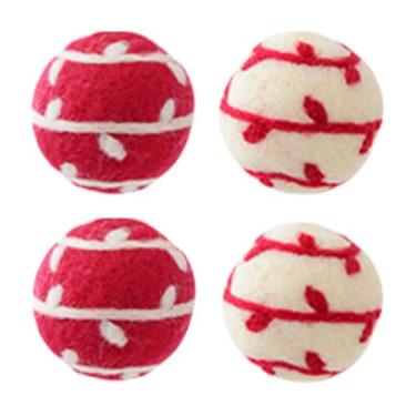 Imagem de Bolas de feltro para enfeites de Natal,Enfeites de feltro para bolas de Natal,Ornamento da festa de Natal | Ornamento de decoração de árvore de Natal, conjunto de 4 bolas de feltro de lã de Natal para