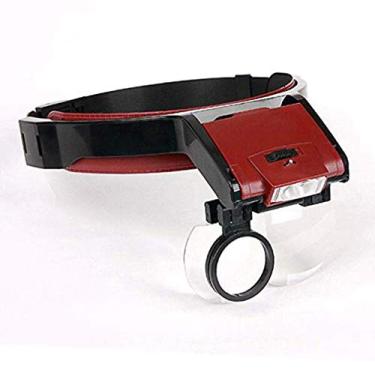 Imagem de uhyOHF Lupa, lupa de cabeça mãos livres com luz LED - Zoom de 1x a 4,5X com 5 lentes destacáveis - lupa de cabeça montada na cabeça com luz para leitura, lupa de joias, relógio (