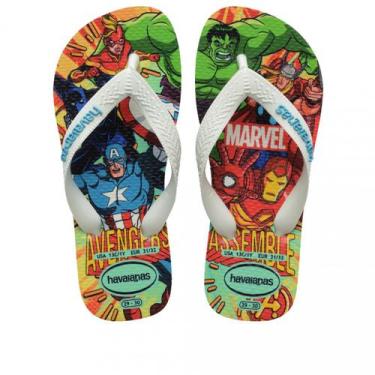 Imagem de Chinelo Infantil Masculino Havaianas Top Marvel, Branco, 31/32