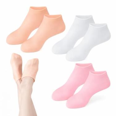 Imagem de Meia de Silicone Hidratação Pés Rachados Ressecados Anti Rachadura Tratamento Reutilizável - 1 PAR