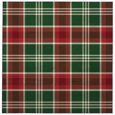 Imagem de LeZakaa 50 peças de guardanapo de papel xadrez de Natal, 3 camadas vermelho verde búfalo cheque coquetel bar bebidas guardanapos quadrados descartáveis toalhas de mão de papel de convidado, festa de