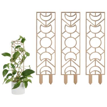 Imagem de Trelho para Plantas em Vasos Interiores Pequeno de Madeira com Camada -Proof Vinhas Ivy Hoya e Interior Design Forma Geométrica Pacote 3 Unidades
