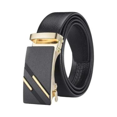 Imagem de Cinto De Couro PU Luxuoso Masculino Com Fivela De Metal Genuíno Macio 