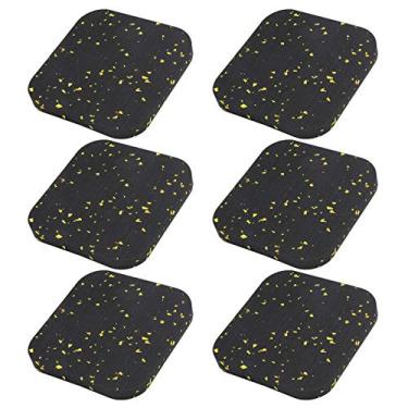 Imagem de KIMISS Apto para Esteira de Esteira-6 Peças de Borracha para Exercícios, Equipamento de Exercício, Tapetes de Almofada de Isolamento Acústico para Academia e Uso Doméstico (Preto Amarelo)