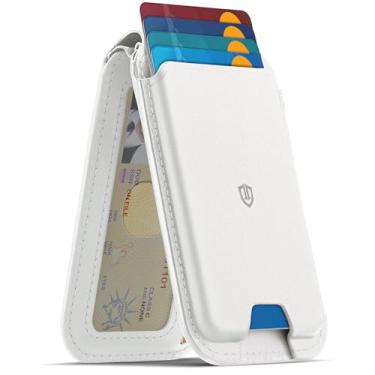 Imagem de SHIELDON Carteira magnética forte de couro genuíno para mulheres MagSafe Mem, suporte para carteira, 6 porta-cartões, ajuste de ângulo, bloqueio RFID, compatível com iPhone 17/16/15/14/13/12 Series