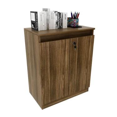 Imagem de Balcão para Escritório 60cm com 1 Prateleira 2 Portas MDP Branco Tecno