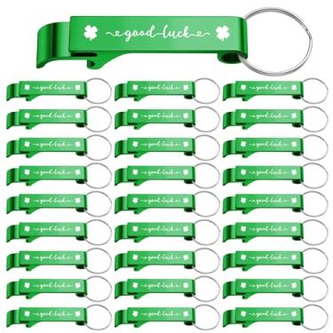 Imagem de Roshtia Chaveiro de abridores de garrafa Good Luck com 40 peças, verde, abridores de cerveja de São Patrício, lembrancinhas de festa, trevo, ferramenta multifuncional para presente sazonal de