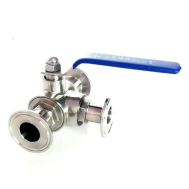 Imagem de Serve para tubo de 63 mm OD x válvula de esfera de porta L de três braçadeiras de 6,3 cm SUS 316L inoxidável para fabricação de cerveja em casa