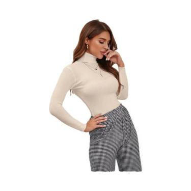 Imagem de Suéter De Tricô Feminino De Gola Alta Para Outono E Inverno, Casual, E