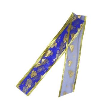 Imagem de Fita Decorativa Aramada de Natal para Laços e Presentes - 5cm X 2,7m -