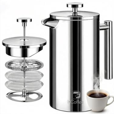 Imagem de iCoffee Prensa Francesa de Aço Inoxidável 700ml, Com Isolamento Térmico e Filtro Duplo de Precisão, Uso em Casa, Viagem e Acampamento