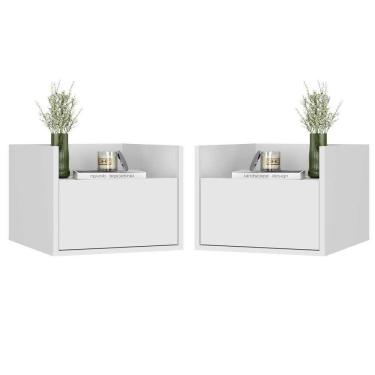 Imagem de Kit Com 2 Mesas De Cabeceira 40Cm Suspensa Multimóveis V4043 Branca Branco
