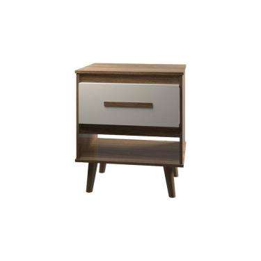 Imagem de Mesa De Cabeceira 1 Gaveta Com Nicho E Pés Retro Estilo Moderno Para Quarto Savana Mobília Decor
