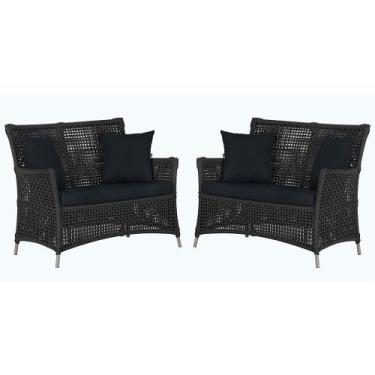 Imagem de 2 Sofás Área Externa Igapó Alumínio Pintura Fendi Corda Náutica Estofa