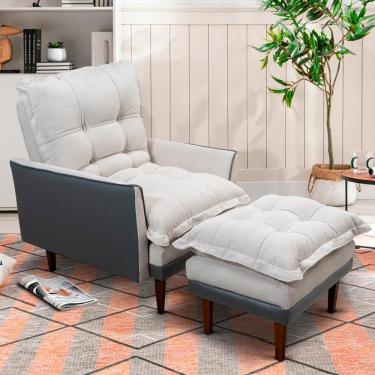 Imagem de Poltrona Reclinável Com Puff Catena Cinza Off White - King House