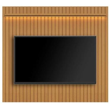 Imagem de Painel Tucuma Ripado 180cm com Prateleira e Led Jb Bechara Cor Nature,