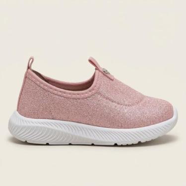 Imagem de Tênis Molekinha Bebê Slip On Infantil Glitter Rosa, Rosa, Prata, 23