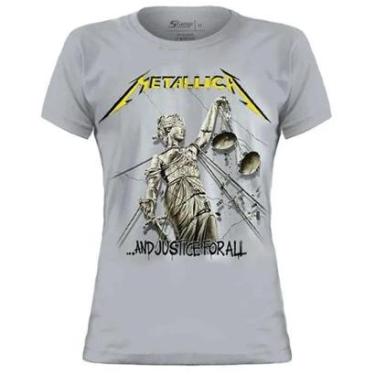 Imagem de Camiseta Baby Look de Banda Metallica Stamp em Algodão Manga Curta Gola Redonda-Feminino