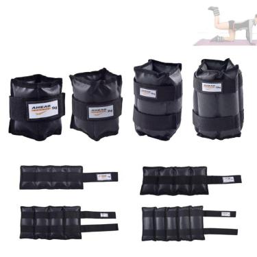 Imagem de Kit Par de Caneleiras Tornozeleiras 1kg; 3kg; 6kg e 10kg Preto-Unissex