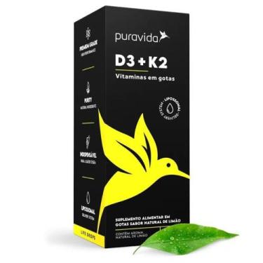 Imagem de Vitamina D3 + K2 em Gotas Limão 20ml Puravida - PURA VIDA