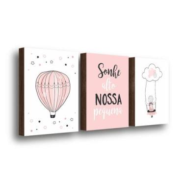 Imagem de QADR43-Kit 3 Quadros Decorativos Sonhe Alto Menina 30x40cm - Meu Rodap