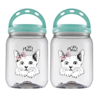 Imagem de Kit 2 Pote Ração Petisco Com Tampa Rosca 1,4l Gato Cachorro - - Bandei