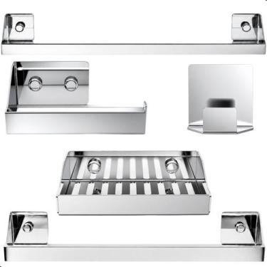 Imagem de Kit de Acessórios Para Banheiro Inox 5 Pçs F.Master Slim DF - FassinSh