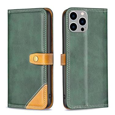 Imagem de YINGDAFENG Capa carteira para iPhone 14/14 Pro/14 Plus/14 Pro Max, capa interna de TPU à prova de choque de couro PU macio com compartimentos para cartões, ímã forte, capa protetora de suporte, verde, 14 6,1 polegadas