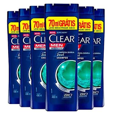Imagem de Kit Shampoo Clear Anti-Caspa Limpeza Diária 2 Em 1 Leve 400ml Pague 330ml 6 Unidades