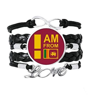 Imagem de OFFbb-USA Pulseira de presente I Am from Sri Lanka Art Deco Presente Fashion Pulseira Love Acessório de couro torcido Corda Presente