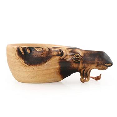 Imagem de Caneca de madeira portátil da Finlândia Kuksa estilo nórdico The Bucks para café, chá e leite (as moedas, um)